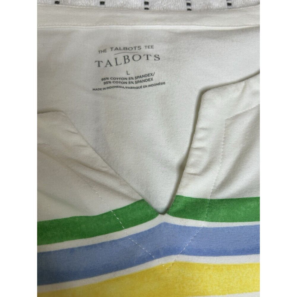 Talbots Women's Striped Crewneck T-Shirt Top Short Sleeve Pink White Size Large - Picture 4 of 6